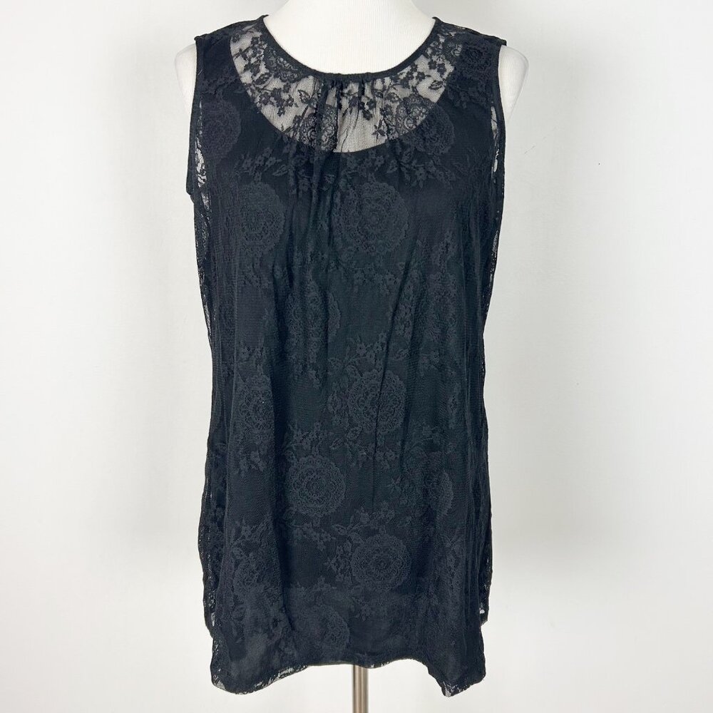 Y2K Cabi Black Lace Tank Top Blouse Fairy Grunge Size Medium Women's